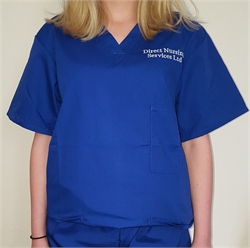 BLUE - Unisex Scrub Top with DNS logo - Small